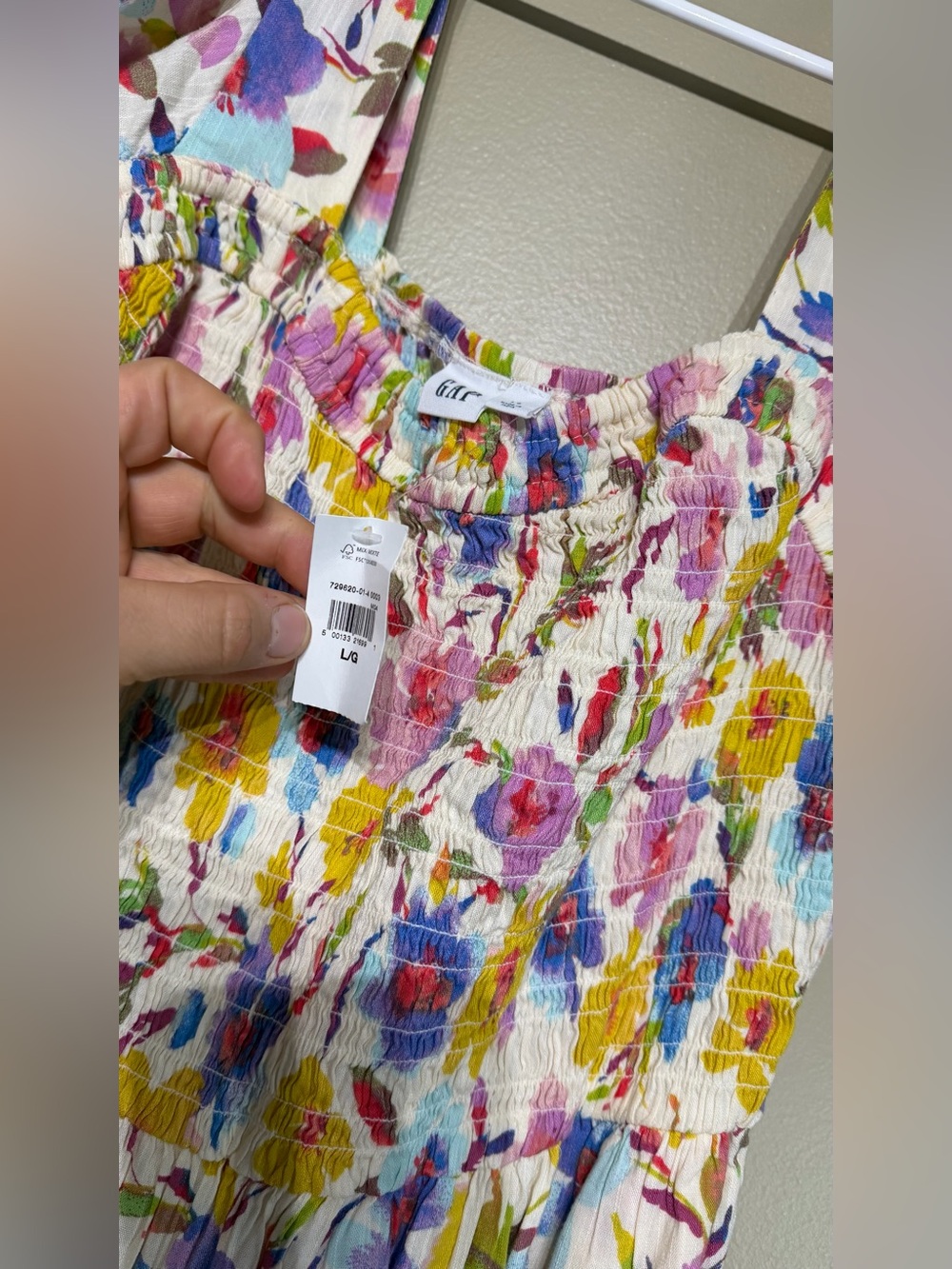 NWT GAP Print Smocked Puff Sleeve Midi Dress - Picture 7 of 13